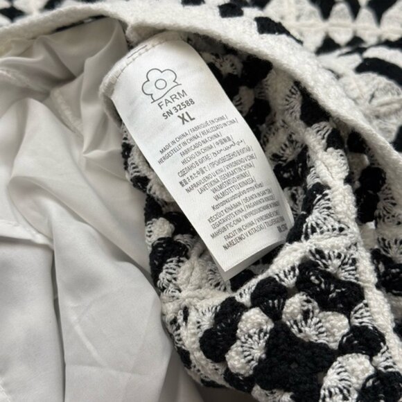 🆕 FARM Rio 🧿 NWOT Patch Crochet Black & White Monochrome Mini Dress - Size XL - Picture 14 of 15